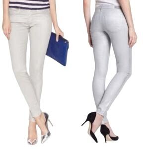 Adriano Goldschmied Silver Metallic Leggings 28R | Extreme Skinny Coated Jeans